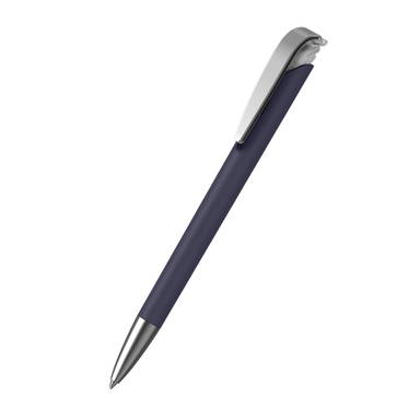 Klio Jona softgrip ice ballpoint pen with metal tip and clip - Softgrip cobalt blue/ice