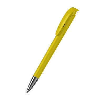 Klio Jona softtouch ballpoint pen with metal tip - Softtouch yellow/yellow