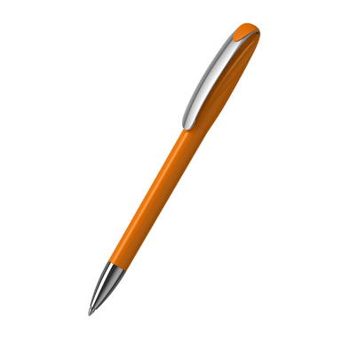 Klio Boa high gloss ballpoint pen with metal tip and clip - Light orange