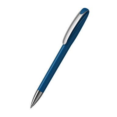Klio Boa high gloss ballpoint pen with metal tip and clip - Medium blue