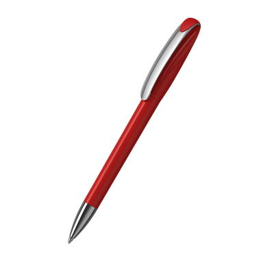 Klio Boa high gloss ballpoint pen with metal tip and clip - Red