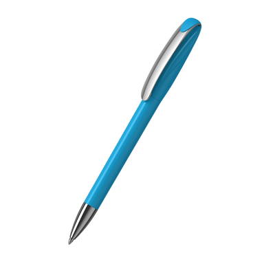 Klio Boa high gloss ballpoint pen with metal tip and clip - Cyan