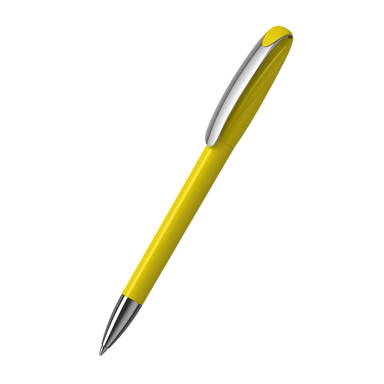 Klio Boa high gloss ballpoint pen with metal tip and clip - Yellow