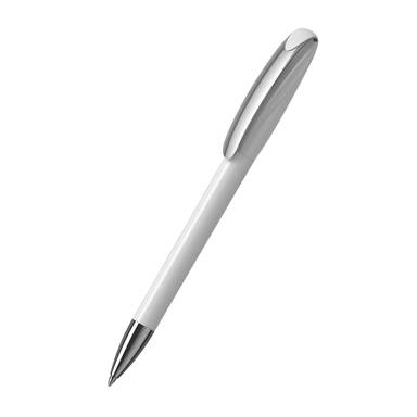 Klio Boa high gloss ballpoint pen with metal tip and clip - White