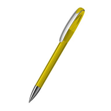 Klio Boa transparent ballpoint pen with metal tip and clip - Yellow transparent