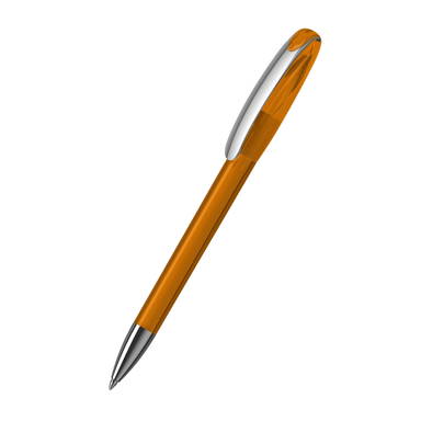 Klio Boa transparent ballpoint pen with metal tip and clip - Orange transparent