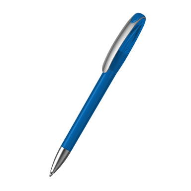 Klio Boa ice transparent ballpoint pen with metal tip and clip - Blue ice