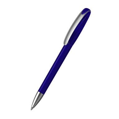 Klio Boa ice transparent ballpoint pen with metal tip and clip - Dark blue ice