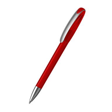 Klio Boa ice transparent ballpoint pen with metal tip and clip - Red ice