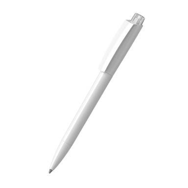 Klio Zeno high gloss balpen met transparante pusher - White/transparent