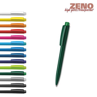 Klio Zeno high gloss balpen met transparante pusher - Black/black transparent