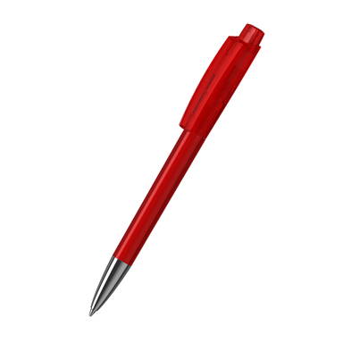 Klio Zeno transparent balpen met metalen punt - Red transparent