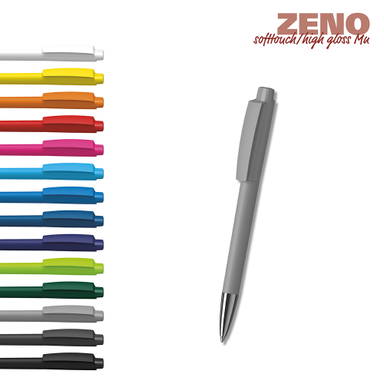 Klio Zeno softtouch balpen met metalen punt - Softtouch black/black