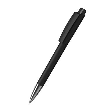 Klio Zeno softtouch balpen met metalen punt - Softtouch black/black