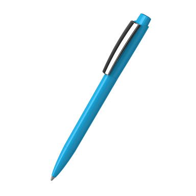 Klio Zeno high gloss balpen met metalen clip - Cyan