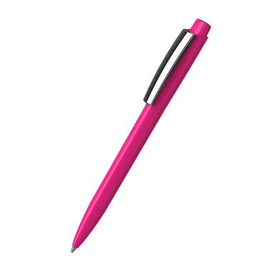 Klio Zeno high gloss balpen met metalen clip - Magenta