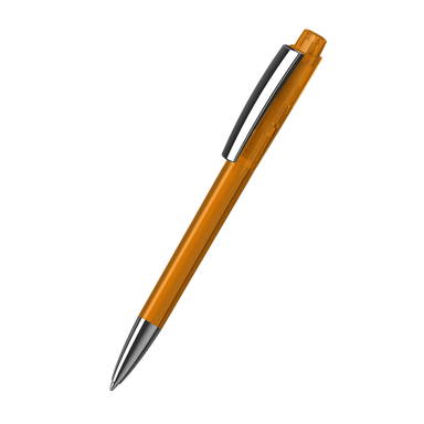 Klio Zeno transparent balpen met metalen punt en clip - Orange transparent