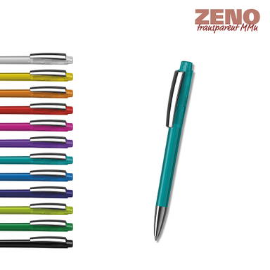 Klio Zeno transparent balpen met metalen punt en clip - Black transparent