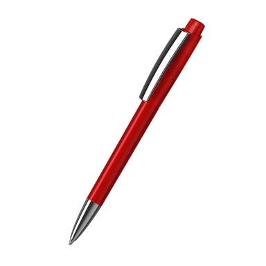 Klio Zeno transparent balpen met metalen punt en clip - Red transparent