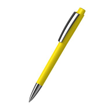 Klio Zeno softtouch balpen met metalen punt en clip - Softtouch yellow/yellow