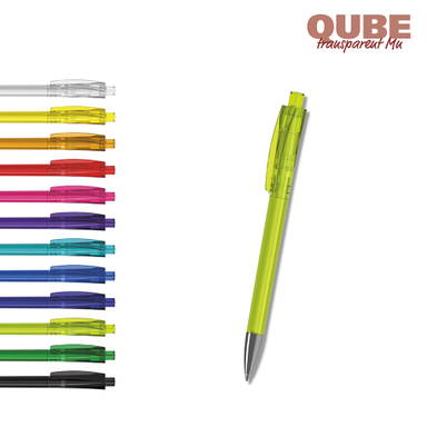 Klio Qube transparent balpen met metalen punt - Black transparent