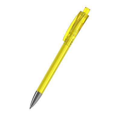 Klio Qube transparent balpen met metalen punt - Yellow transparent