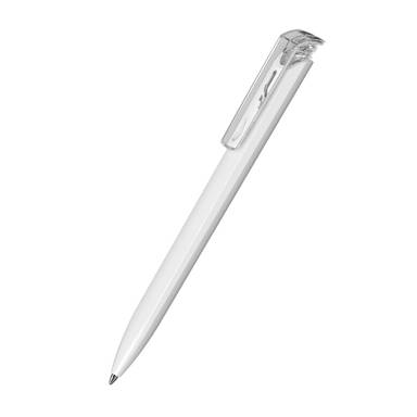 Klio Trias high gloss ballpoint pen with transparent clip - White/transparent