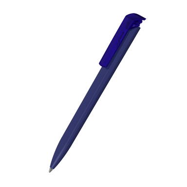 Klio Trias high gloss ballpoint pen with transparent clip - Dark blue/dark blue transparent