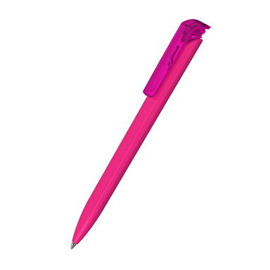 Klio Trias high gloss ballpoint pen with transparent clip - Magenta/pink transparent