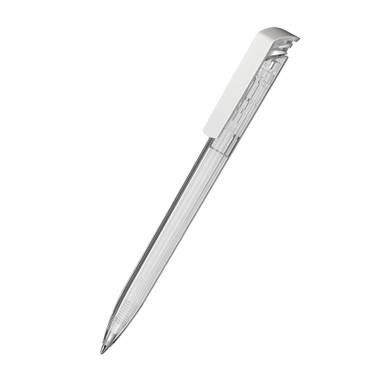 Klio Trias transparent ballpoint pen with high gloss clip - Transparent/white
