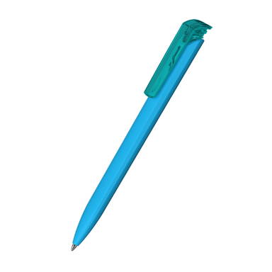 Klio Trias softtouch ballpoint pen with transparent clip - Softtouch cyan/turquoise transparent