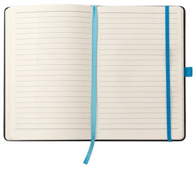 Carnet A5 avec élastique coloré et passant pour stylo - Bleu clair