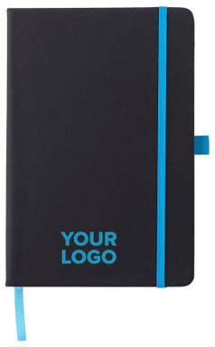 Carnet A5 avec élastique coloré et passant pour stylo - Bleu clair