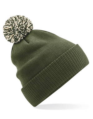 Beechfield Snowstar pompon beanie - Olive green