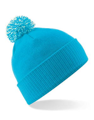 Beechfield Snowstar pompon beanie - Surf blue