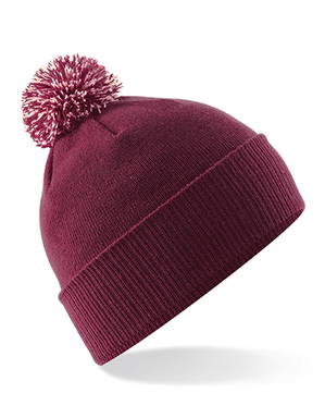 Beechfield Snowstar pompon beanie - Burgundy