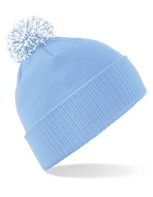 Beechfield Snowstar pompon beanie - Sky blue