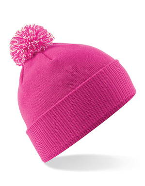 Beechfield Snowstar pompon beanie - Fuchsia