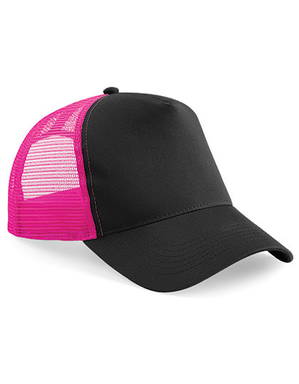 Beechfield Snapback Trucker cap - Black/fuchsia