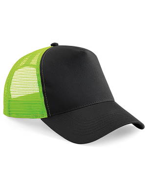 Beechfield Snapback Trucker cap - Black/lime green