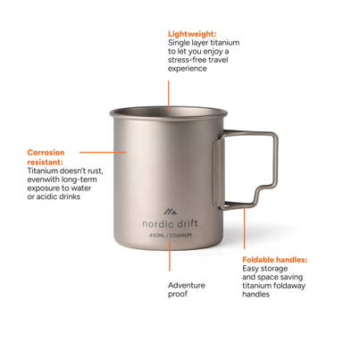 Nordic Drift Trail Ultra Light Titanium 450ml beker