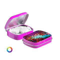Mini-Scharnierdose mit Pfefferminzbonbons in Form