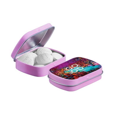 Mini scharnierblikje met vorm pepermunt