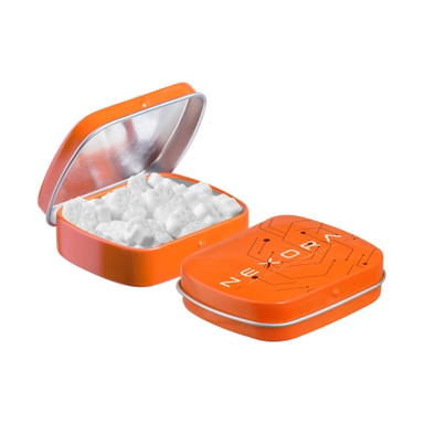 Mini scharnierblikje met vorm pepermunt