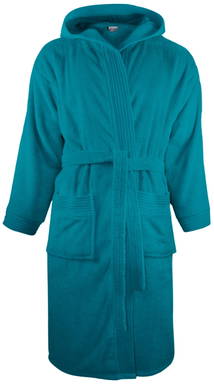 Hooded bathrobe | 340 g/m2 - Turquoise