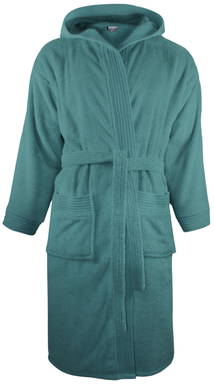 Hooded bathrobe | 340 g/m2 - Petrol