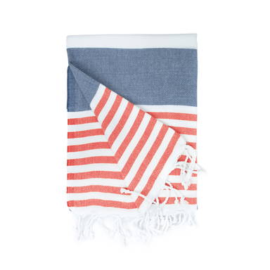 Hamam-Tuch Marine | 100 x 180 cm | 150 g/m2 - Marineblau/Rot