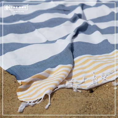 Hamam-Tuch Marine | 100 x 180 cm | 150 g/m2 - Marineblau/Gold