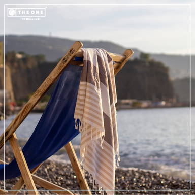 Hamam-Tuch Marine | 100 x 180 cm | 150 g/m2 - Marineblau/Gold