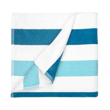 Drap de plage rayé | 90 x 190 cm | 550 gr/m2 - Pétrole/menthe